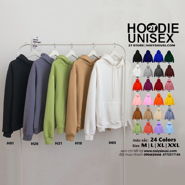 Áo hoodie unisex 2T Store H20 Xanh Khói - Áo khoác nỉ bông chui đầu nữ nón 2 lớp dày dặn chất lượng | BigBuy360 - bigbuy360.vn