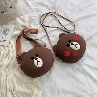 ( Order )Túi đeo chéo 2 dây hình mặt gấu Brown cực xinh(có ảnh thật)