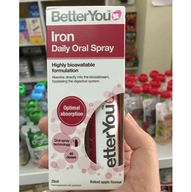 Bổ sung Sắt dạng xịt Better You Iron Daily Oral Spray 25ml Cho Bé từ 1 tuổi, Anh Quốc