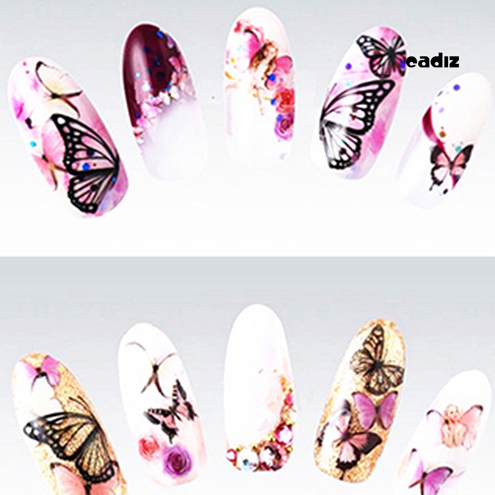 1 Miếng Dán Trang Trí Móng Tay Chuyển Nước Hình Bướm DIY