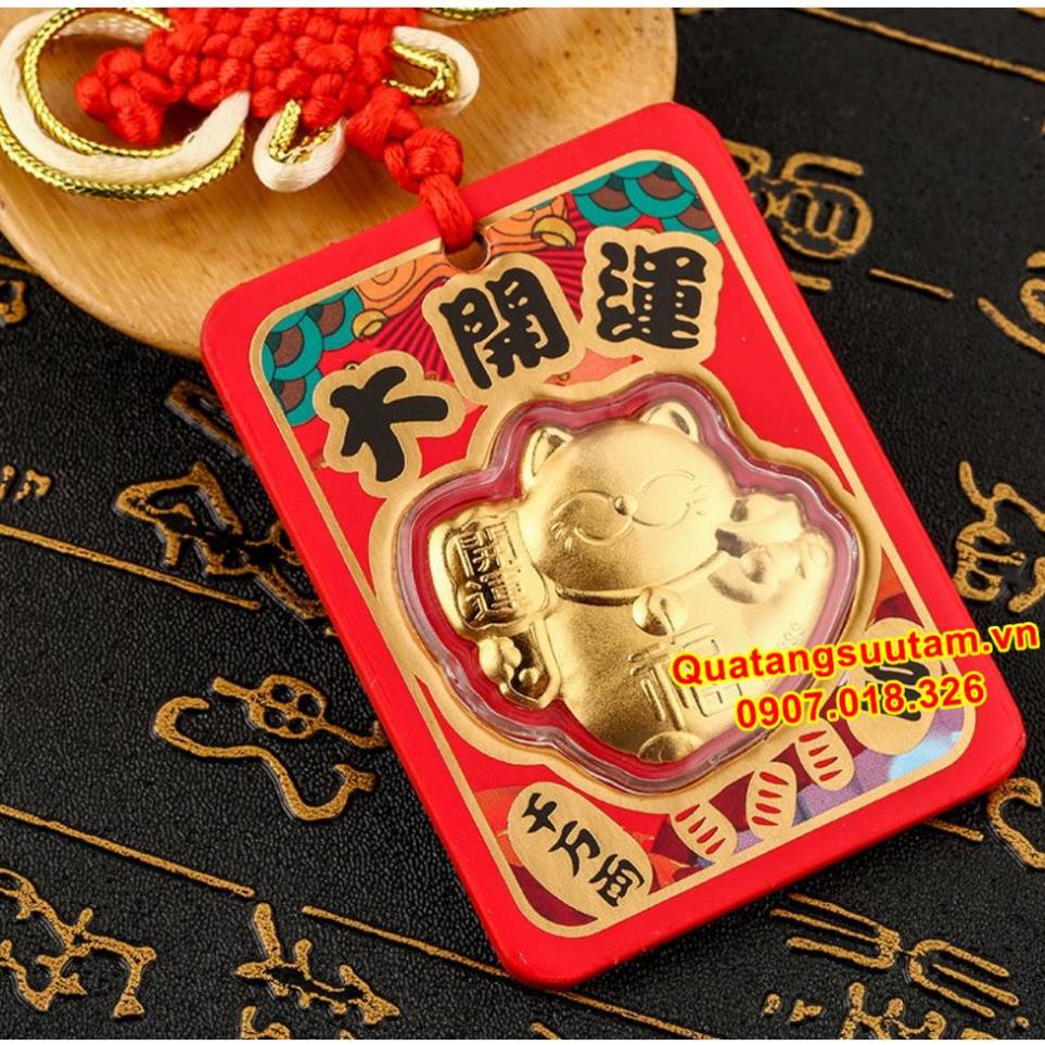 [RƯỚC LỘC] Bao lì xì mèo thần tài như ý cát tường vàng 24k 9999, Quà Tết 2023 (Có Dây Treo)