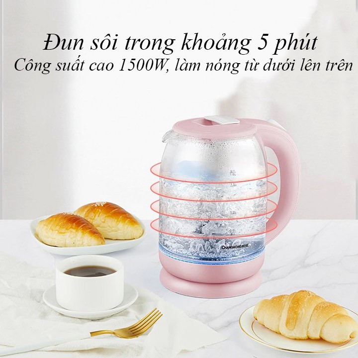 Ấm Siêu Tốc Thủy Tinh 1,8 Lít – Ấm đun nước siêu tốc ChangHong, PESKOE, KALAS  VT128