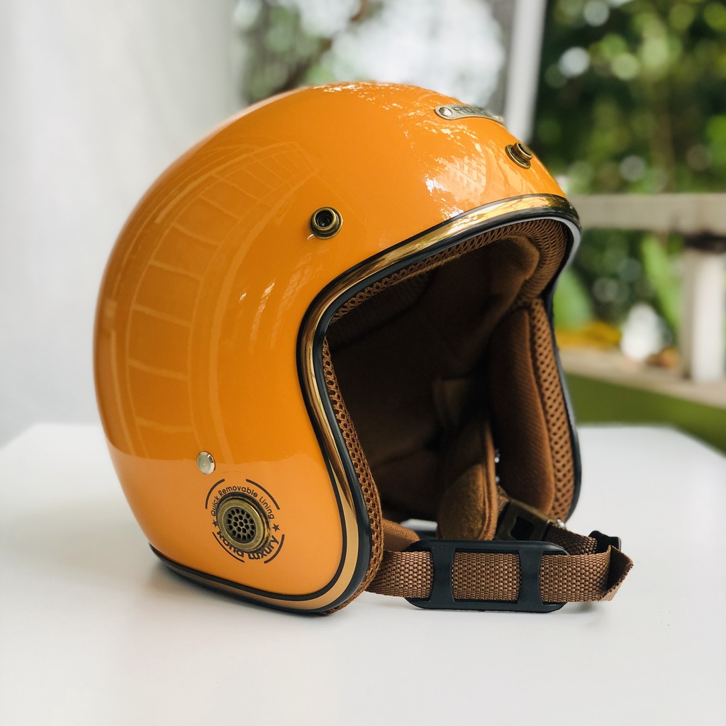 Mũ bảo hiểm 3/4 RONA màu vàng nghệ bóng chính hãng, bảo hành 12 tháng, freeship toàn quốc