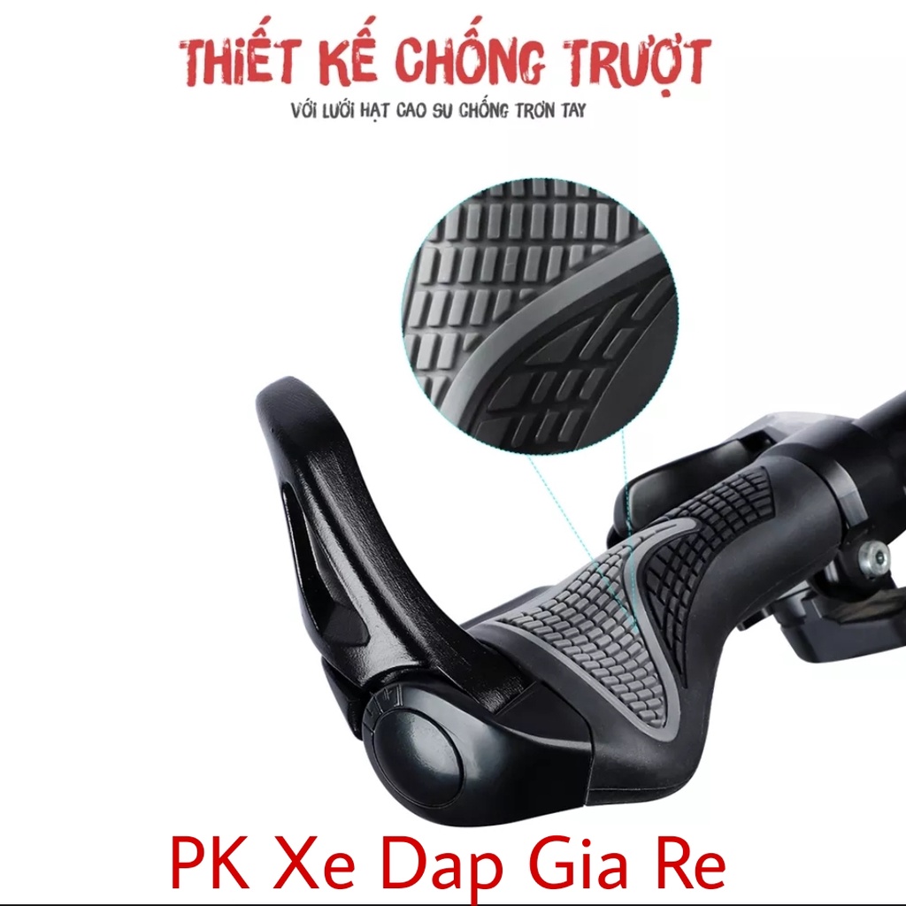 Bộ 2 Bọc Cầm Tay Lái Xe Đạp Cao Su Chống Trơn Trượt, Tay nắm sừng trâu xe đạp 2 màu cao cấp