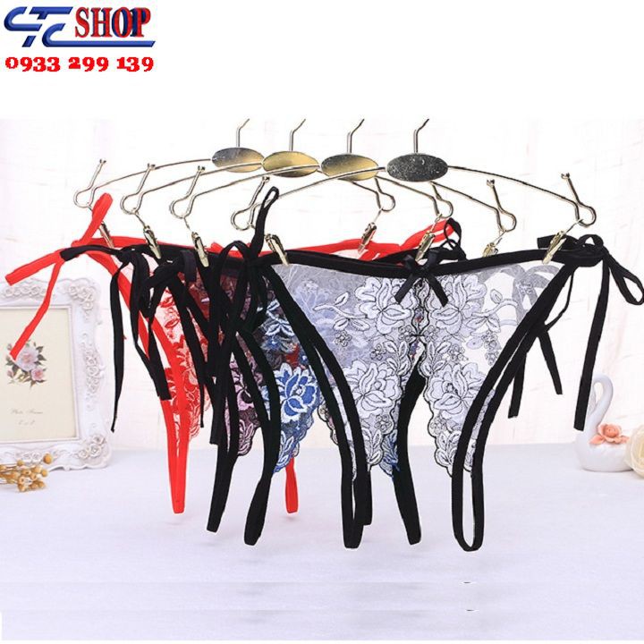 Quần lót nữ lọt khe cột dây xẻ đáy lưới thêu hoa cao cấp AQ079 | BigBuy360 - bigbuy360.vn