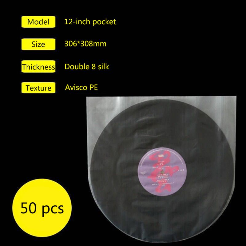 Bộ 50 túi nhựa bọc đĩa than lp trong suốt 12" chống tĩnh điện