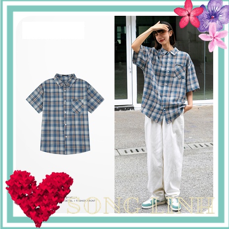 Áo SƠ MI Nelly - Heybig : Mẫu SƠ MI KẺ XANH