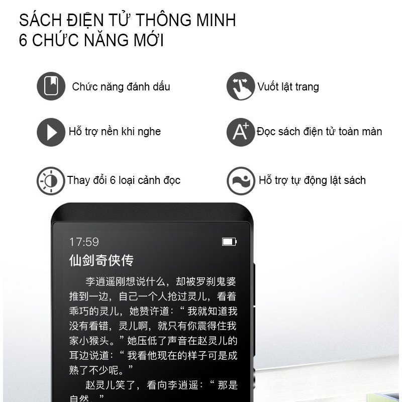 [Mã ELHACE giảm 4% đơn 300K] Máy Nghe Nhạc Bluetooth, Màn Hình Cảm Ứng Ruizu M5 Bộ nhớ trong 8GB