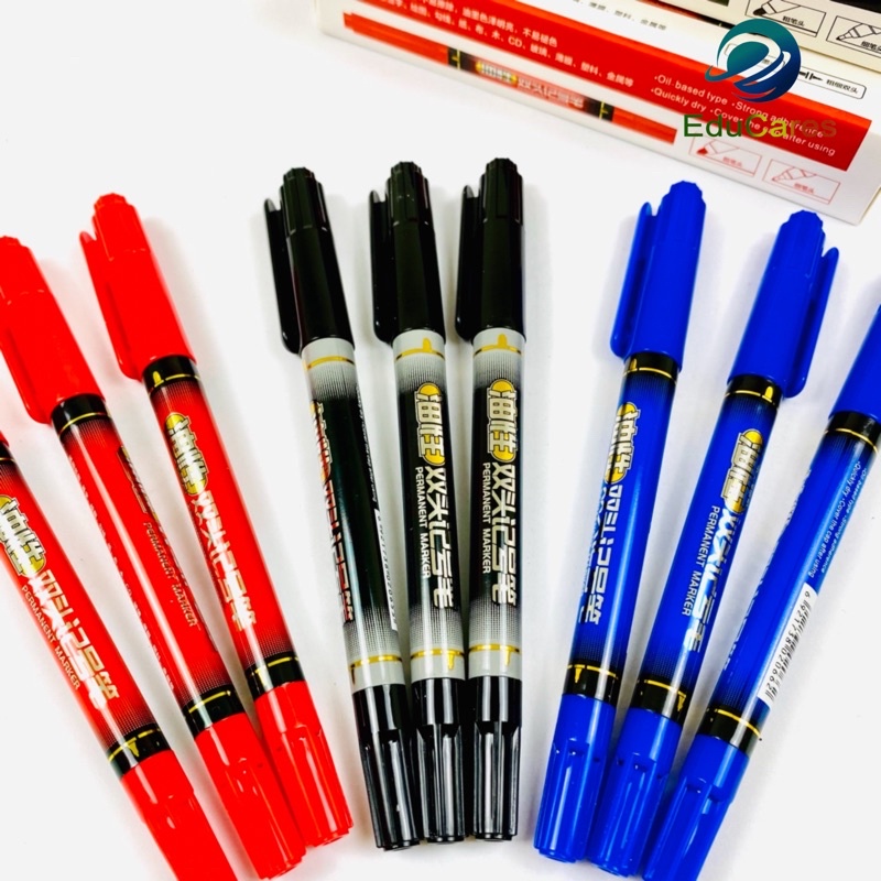 Bút lông dầu dạ kính 2 đầu BAOKE Xanh, Đen, Đỏ - viết đĩa CD không xoá được  cao cấp