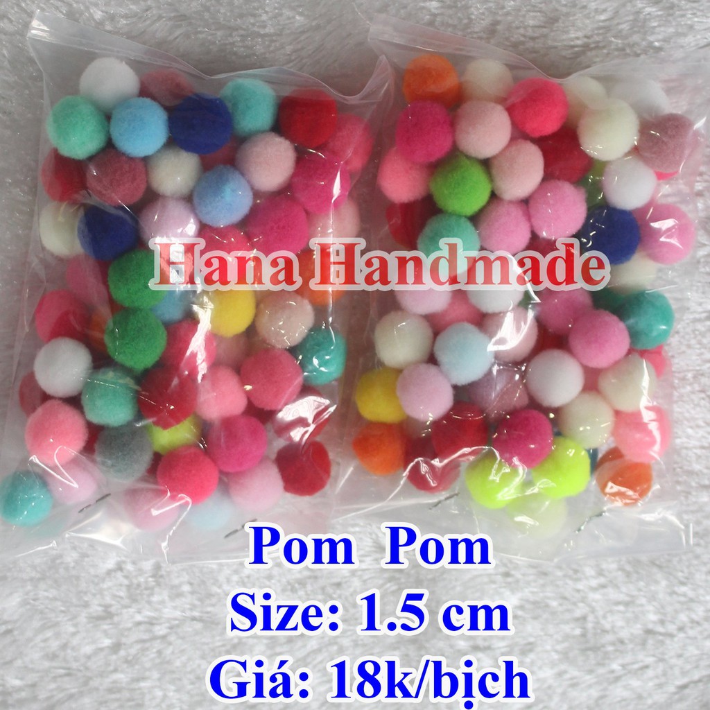 Pom pom 1.5cm 18k/70c màu ngẫu nhiên