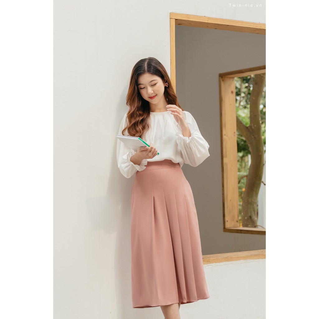 Chân váy xếp ly dáng dài Hàn Quốc màu hồng pastel cực kỳ tôn eo [TNCV3213]