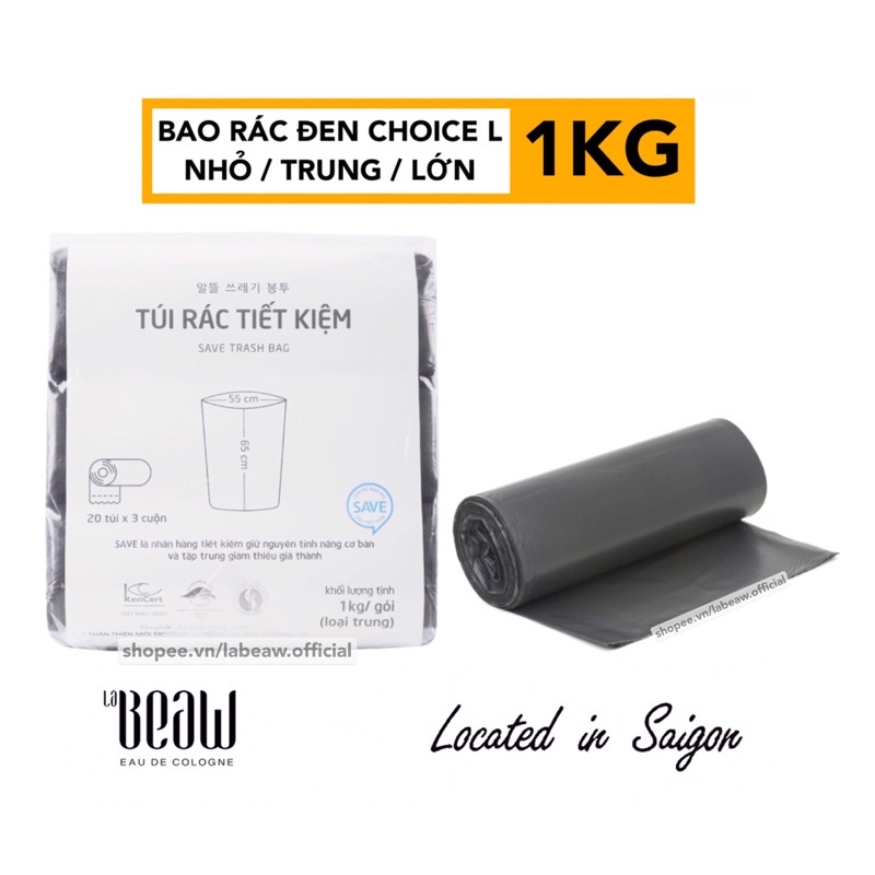 Bao rác đen tiết kiệm CHOICE L 1kg size Nhỏ / Trung / Lớn