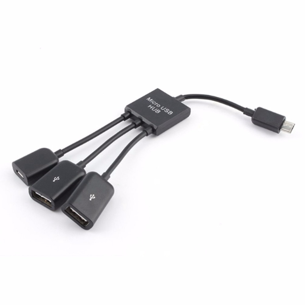 Cáp chuyển đổi 1 cổng Micro USB dương thành 1 cổng Micro USB âm và 2 cổng USB 2.0 âm cho điện thoại / máy tính bảng