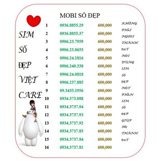 Sim Mobi đầu 09, số đẹp, giá rẻ, nghe gọi thoải mái