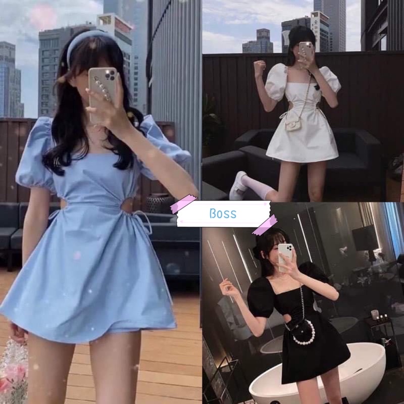 Váy Công Chúa Hở Lưng 🦋 Váy Sexy Buộc Dây Hotrend Xanh/Đen/Trắng 🦋 Boss | BigBuy360 - bigbuy360.vn