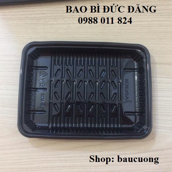 50 khay nhựa PET đen sâu lòng đựng 500gr thịt, thực phẩm đông lạnh (Mã M12)