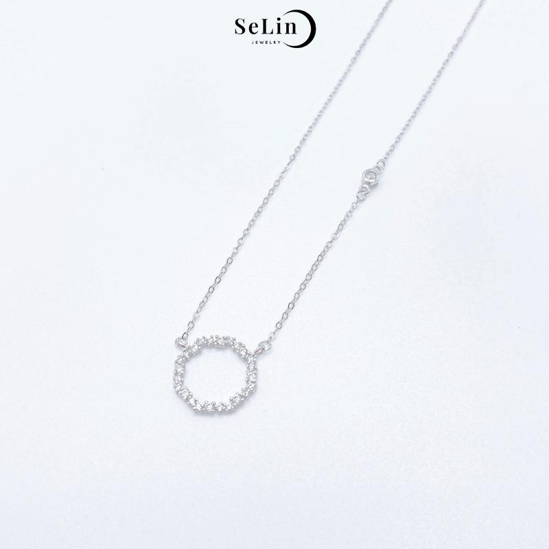 Dây chuyền bạc nữ 925 Sofia necklace cao cấp đính đá dáng tròn đẹp cá tính SELIN JEWELRY - 0100