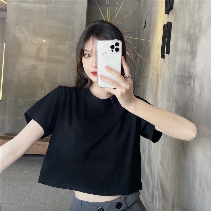 Áo croptop nữ form rộng Unisex phong cách ullzang hàn quốc