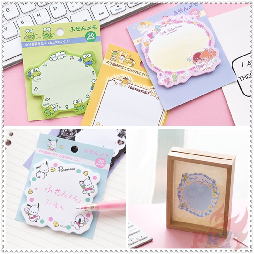 30 Tờ / Bộ ✿ Ghi Chú Dính Sanrio Q-2 ✿ Giấy Dán Ghi Chú Họa Tiết Hoạt Hình Hello Kitty / Little Twin Stars / Gudetama / Cinnamonroll / My Melody / PomPomPurin N Times