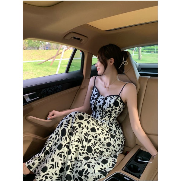 Đầm Hai Dây Dáng Dài Họa Tiết Hoa Thời Trang Đi Biển Cho Nữ