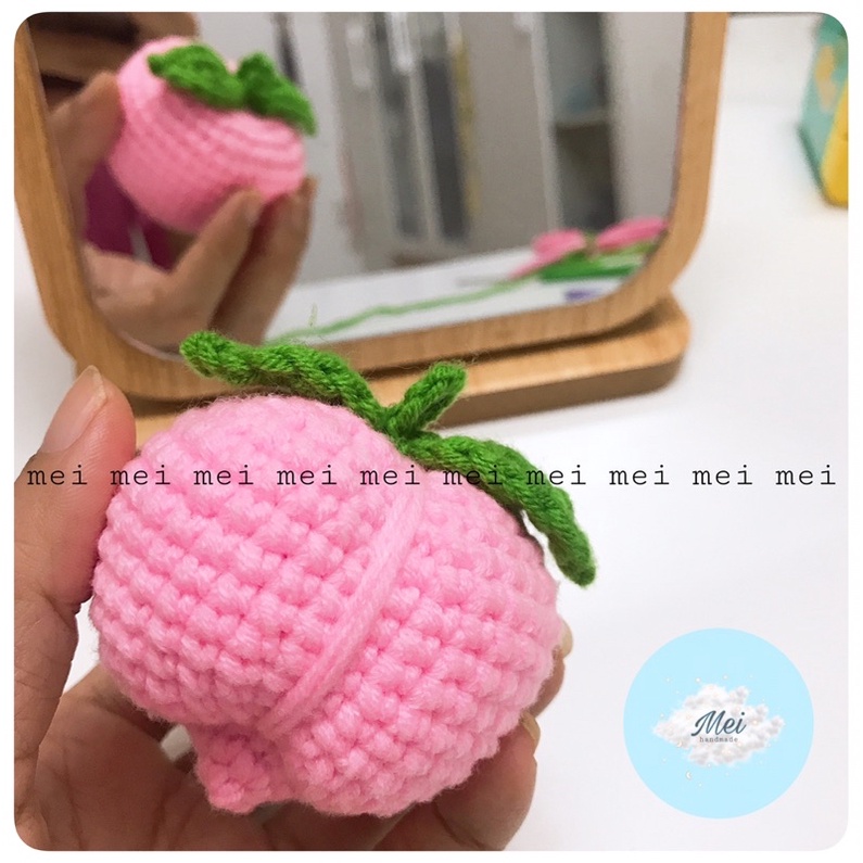MÓC KHOÁ LEN TRÁI ĐÀO 🍑 Made by Mei- Móc khoá len handmade trái đào xinh xắn, phụ kiện Balo túi xách, hot trend