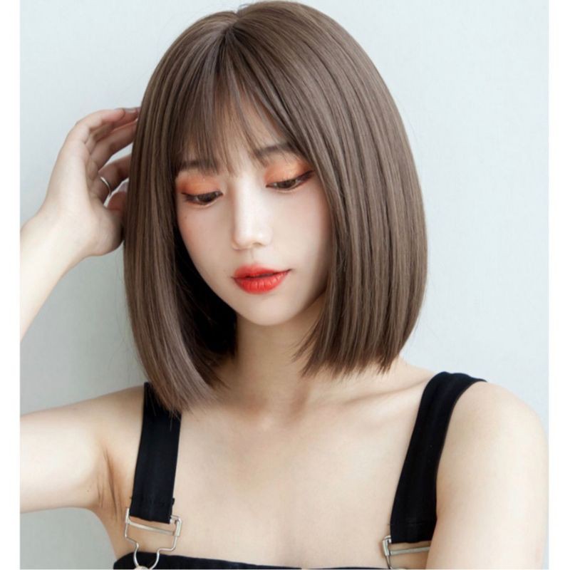 Tóc giả nguyên đầu ngắn ❤️ FREESHIP ❤️ nguyên đầu nâu lạnh siêu đẹp, 3030