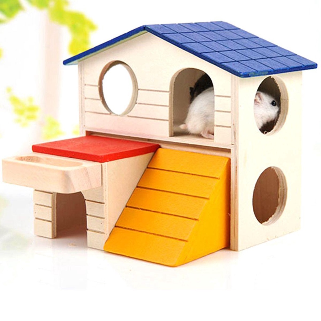 GIOVANNI Nhà Gỗ Hai Tầng DIY Dễ Thương Cho Chuột Hamster