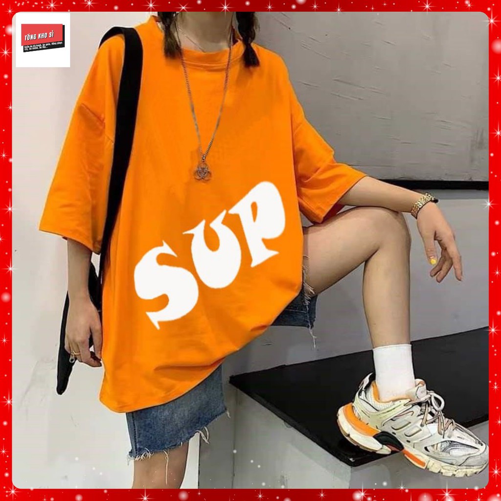 💥 Tổng Kho Sỉ Áo Thun 💥 FREESHIP 50K Áo Thun Tay Lỡ SUP UNISEX 2 Màu Cam Đen Sành Điệu