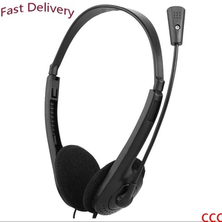Tai nghe micro dây 3.5mm chống ồn băng đô có thể điều chỉnh âm thanh nổi cho laptop máy tính màu đen