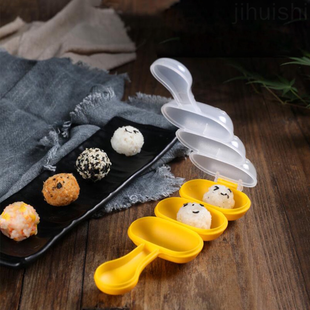 Khuôn làm cơm viên 3 ngăn bằng nhựa chống dính DIY tiện lợi chất lượng cao