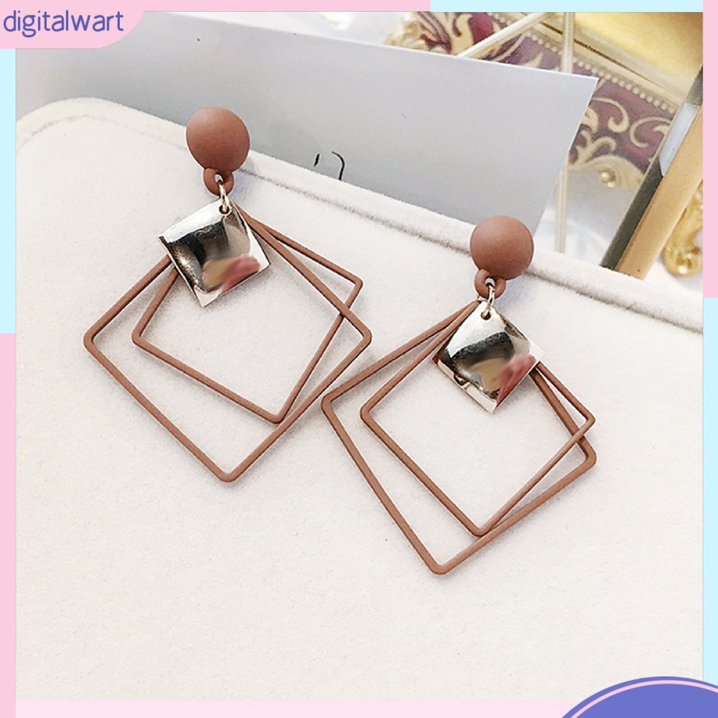 Đôi Bông Tai Dáng Rơi Họa Tiết Hình Học Thời Trang Cho Nữ