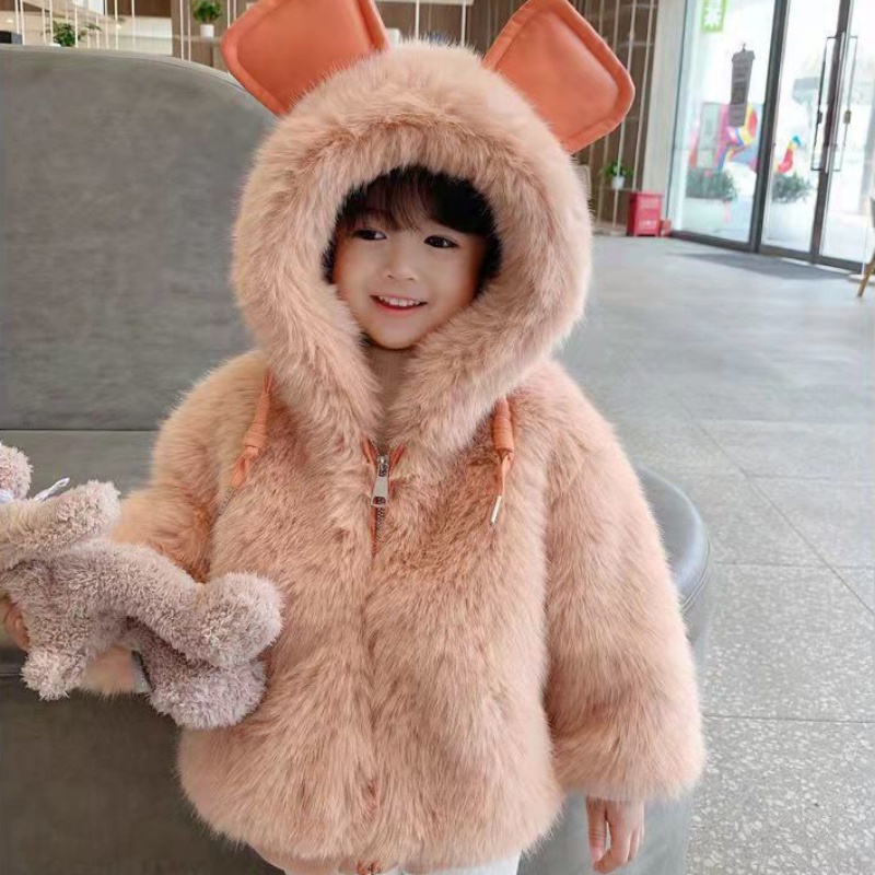 Áo khoác cotton tay dài có mũ màu trơn thời trang mùa đông xinh xắn giữ ấm cho bé gái 1-5 tuổi