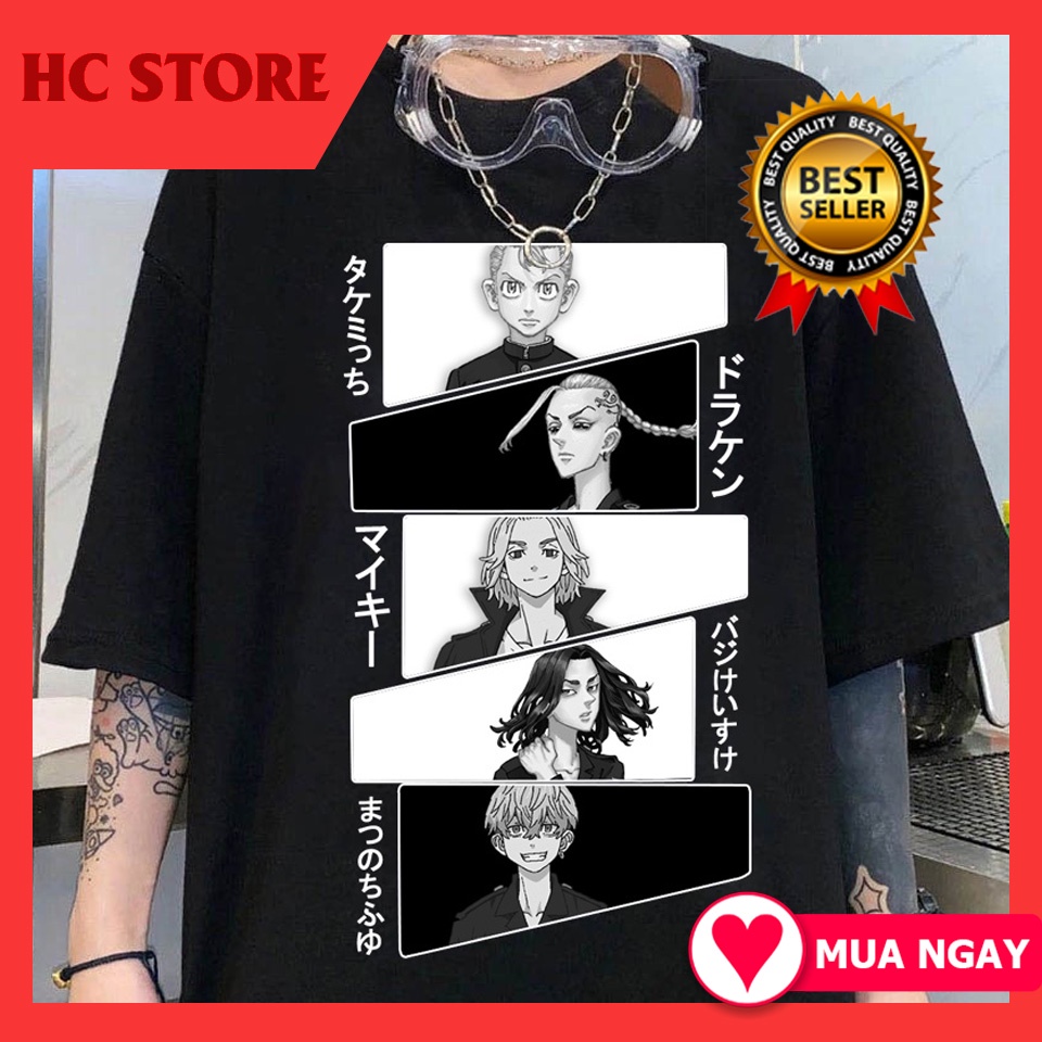 Áo Thun unisex Anime Tokyo Revengers Mikey Matsuno Drakken Manga độc đẹp cực HOT form rộng tay lỡ