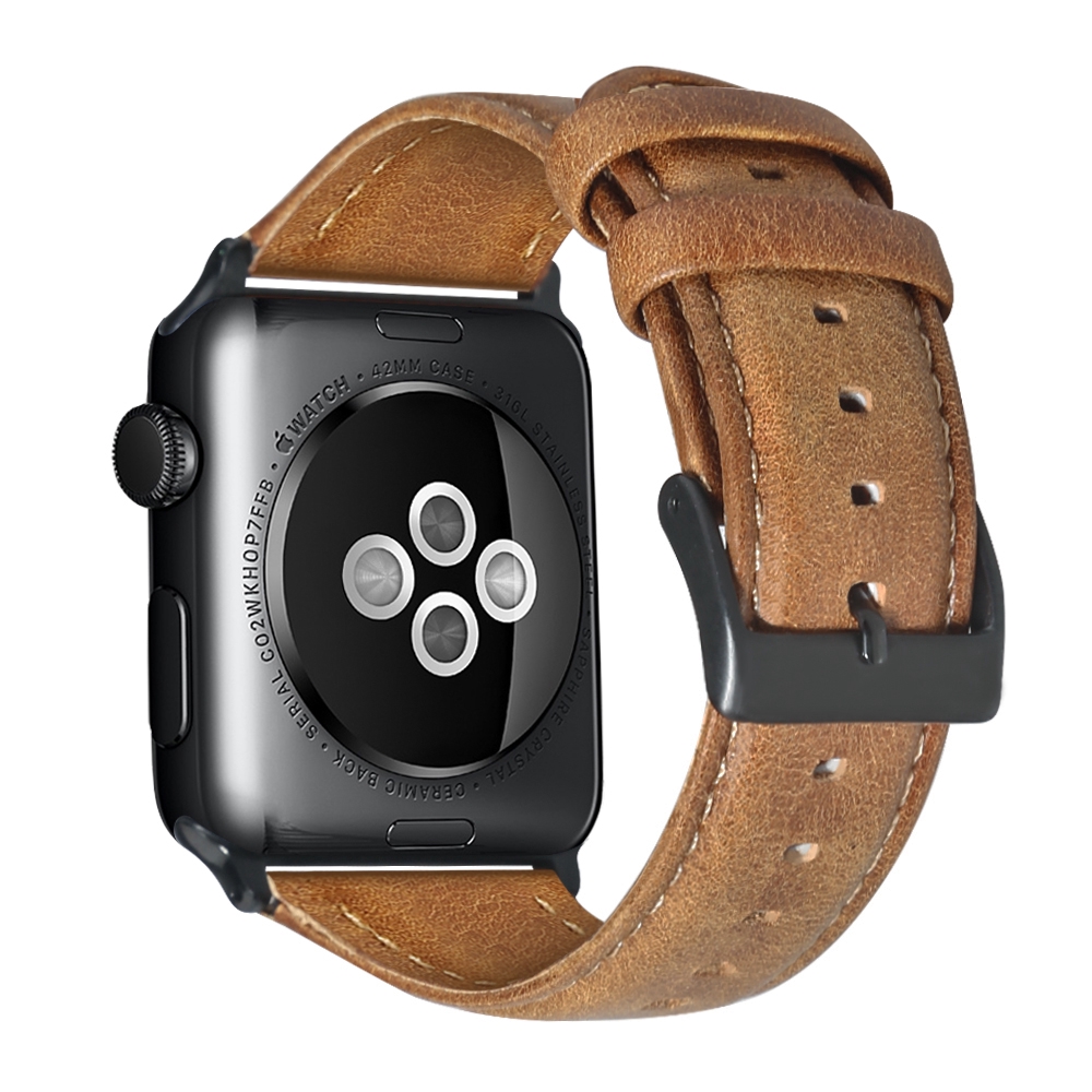 Dây đeo đồng hồ thông minh làm từ da thật thay thế cho Apple Watch 38mm 40mm 42mm 44mm 1 4