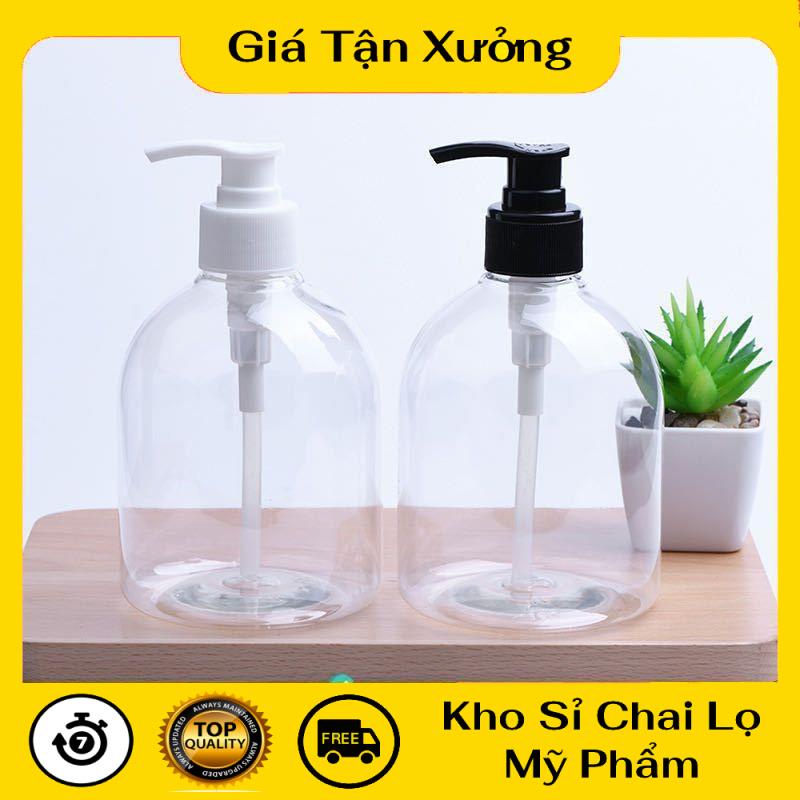 Chai Chiết Mĩ Phẩm ❤ TRÙM SỈ ❤ Chai nhựa vòi nhấn trong 500ml béo lùn , phụ kiện du lịch