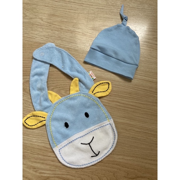 Set khăn yếm lông mịn Babyone giữ ấm cho bé hình thú dễ thương kèm nón mũ