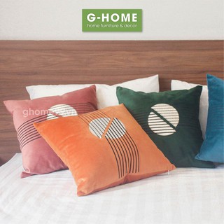 Vỏ gối sofa Ghome gối tựa lưng chất nhung cao cấp họa tiết sọc tròn 45x45cm VG14