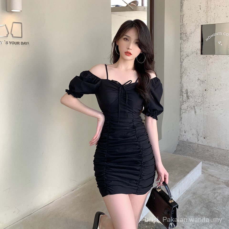 Đầm Tay Ngắn Cổ Vuông Thiết Kế Xếp Ly Phong Cách Hàn Quốc Cao Cấp