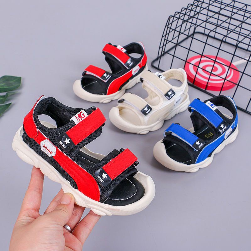 Dép sandal đế gấu chống vấp mềm êm chân cho bé trai bé gái❤️Sandal bé trai bé gái mũi kín quai dán chống đau chân bé