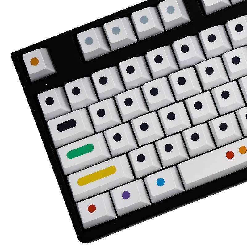 136 Keys White/Black Dot Keycap Cherry Profile PBT Five-sided Sublimation Keycaps Fit 61/64/68/87/96/98/104
