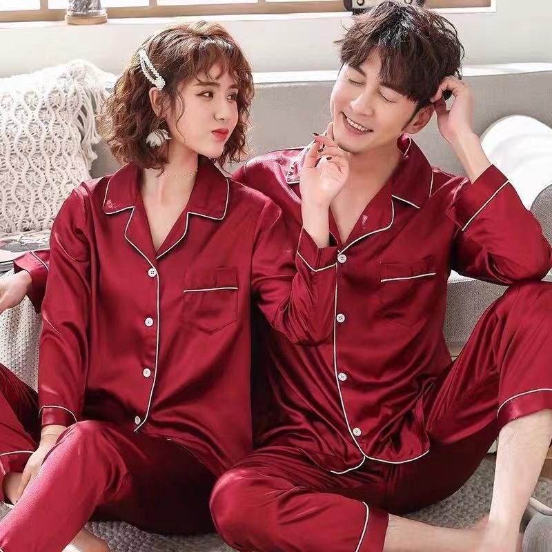 đồ ngủ pyjama đôi nữ vải lụa dài tay mùa xuân và mùa thu quần dài hai mảnh đồ ngủ rộng rãi cho nam dịch vụ tại nhà XL | BigBuy360 - bigbuy360.vn