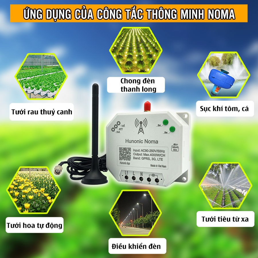 Công Tắc Noma - Điều khiển mọi thiết bị từ xa qua điện thoại dùng Sim│Điều khiển không cần Wifi│ Hàng Việt Nam Giá Tốt.