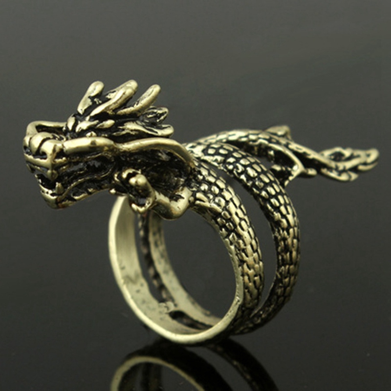 Personality Punk Vintage Exaggerated Dragon Ring For Men Women Fashion Open Men's Rings Domineering Finger Rings Jewelry