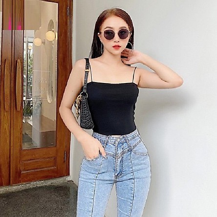 Áo 2 dây sợi bún, croptop hai dây chất bozip tàu co dãn 4 chiều dưới 52kg - Lyza Store | BigBuy360 - bigbuy360.vn