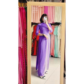 [HÌNH THẬT] Áo dài lụa cực dày dặn tay lửng