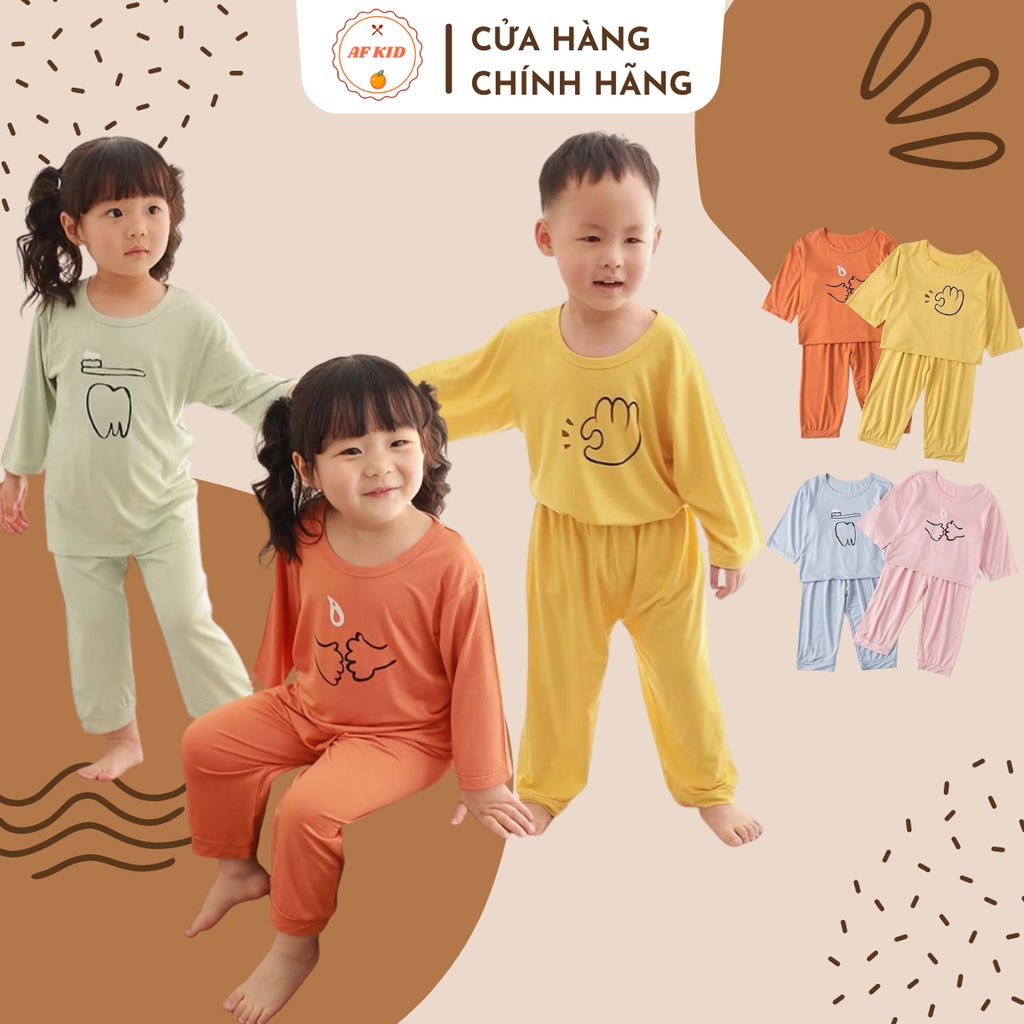 Bộ quần áo trẻ em dài tay AF KID Đánh Răng cao cấp cho bé chất thun lạnh mềm mịn thoáng mát size từ 6-20kg