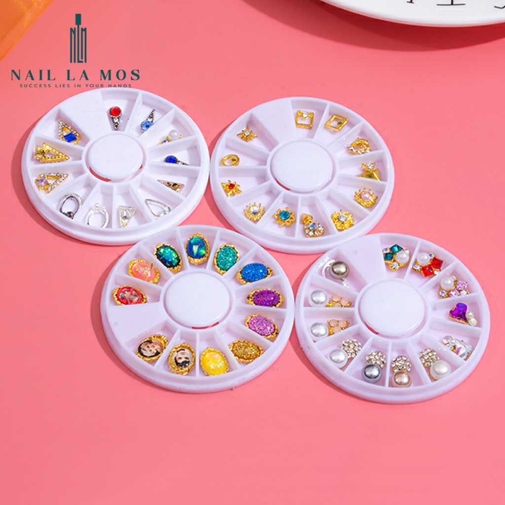 Khay đựng đá nail - Khay tròn nhựa đựng phụ kiện trang trí size bé