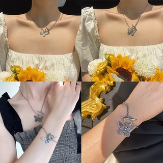Bộ Vòng Cổ + Vòng Tay Hình Bướm Phong Cách Vintage Hàn Quốc