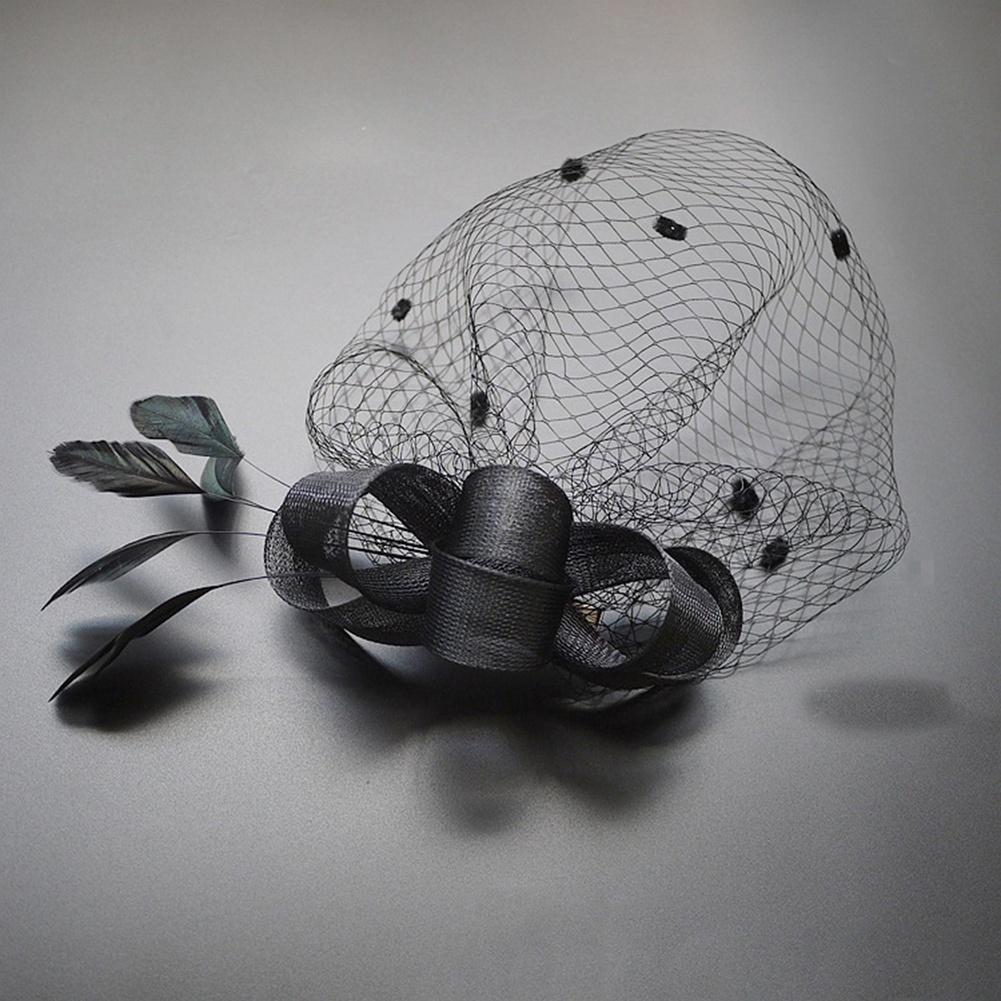 Mũ kẹp tóc phối nơ và lông vũ phong cách cổ điển thời trang nữ thanh lịch