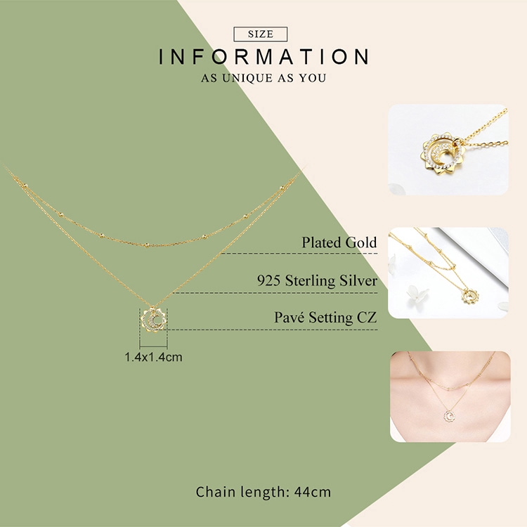 Dây ChuyềN Bamoer Mạ VàNg 925 HìNh MặT Trăng Và MặT Trăng